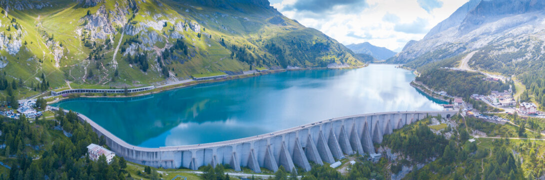 Aerial view of Fedaia lake