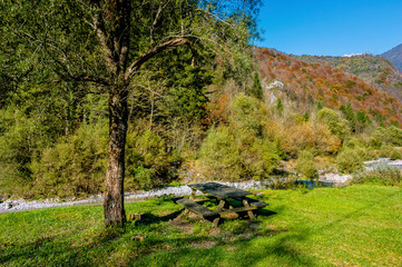 Autumn landscape on the Alps