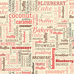 Bakery words, tags. Seamless pattern
