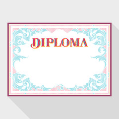 Horizontal diploma design template with an ornament in vintage style, baroque style