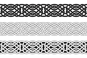 Seamless Celtic national ornament interlaced ribbon isolated on white background. Element for graphic design and tattoo.
