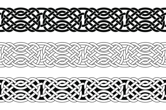 Seamless Celtic national ornament interlaced ribbon isolated on white background. Element for graphic design and tattoo.