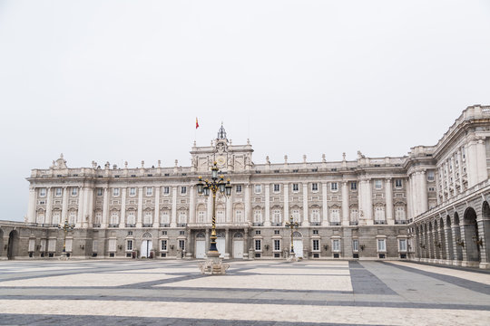 Plaza de la Armeria and Royal Palace in Madrid