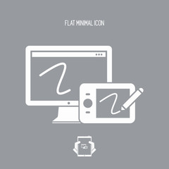 Graphic drawing tablet and application for design - Vector flat minimal icon