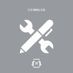 Wrench and pen - Design project - Vector web flat icon