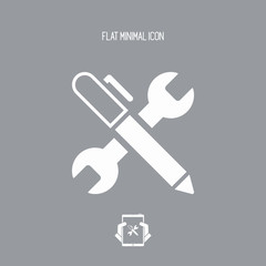 Wrench and pen - Design project - Vector web flat icon