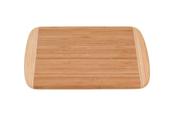 Wooden cutting board isolated on white background.