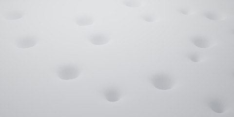 Abstract of white surface with random position of hole,minimal concept,Futuristic space. 3D rendering