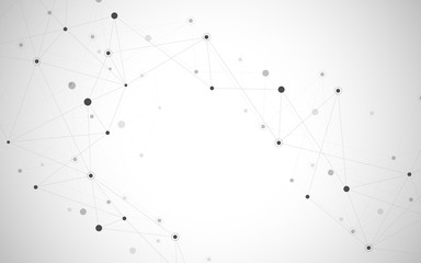 Abstract connecting dots and lines. Connection science and technology background.