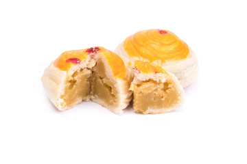 Traditional Chinese cake isolated on white background.