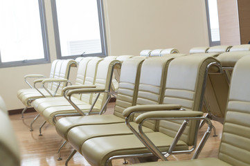 Bare seats waiting for patients in an elegant hospital