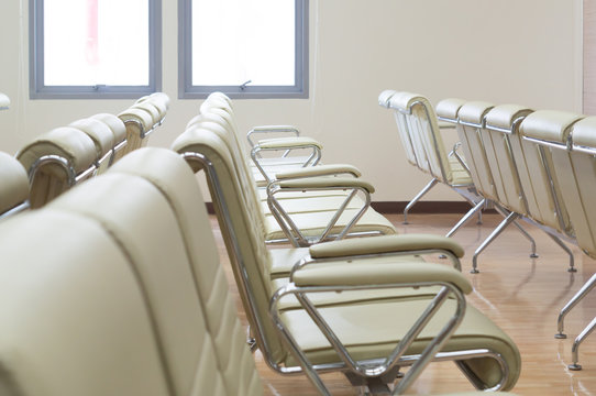 Bare seats waiting for patients in an elegant hospital