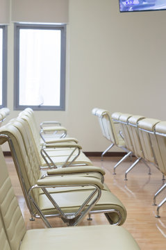 Bare seats waiting for patients in an elegant hospital