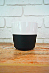 Black and white cup of coffee