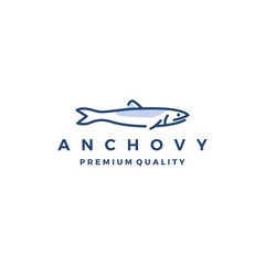 anchovy fish logo vector icon seafood illustration