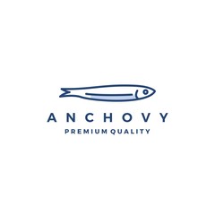 anchovy fish logo vector icon seafood illustration