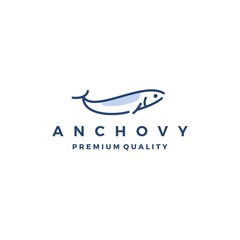 anchovy fish logo vector icon seafood illustration