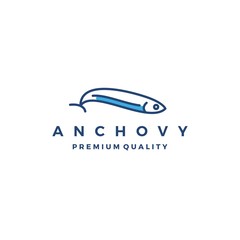 anchovy fish logo vector icon seafood illustration