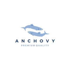 anchovy fish logo vector icon seafood illustration