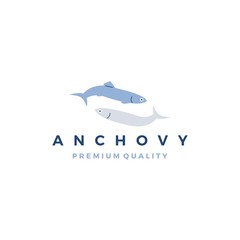 anchovy fish logo vector icon seafood illustration