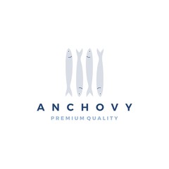anchovy fish logo vector icon seafood illustration