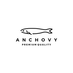 anchovy fish logo vector icon seafood illustration