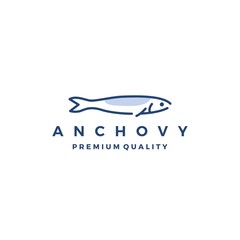 anchovy fish logo vector icon seafood illustration