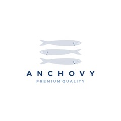anchovy fish logo vector icon seafood illustration