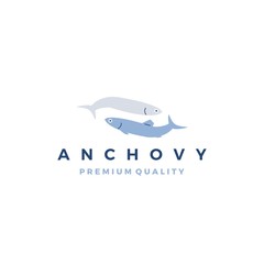 anchovy fish logo vector icon seafood illustration