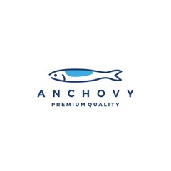 anchovy fish logo vector icon seafood illustration