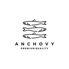 anchovy fish logo vector icon seafood illustration