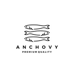 anchovy fish logo vector icon seafood illustration