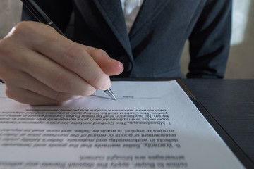 Business man signing contract, business successful