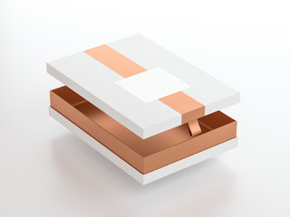 White Box packaging Mockup Half Side View, 3d rendering