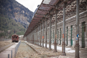 Abandoned wagon in the Canfranc Train station, in Spain