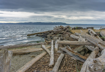 Puget Sound Storm Clouds With Driftwood