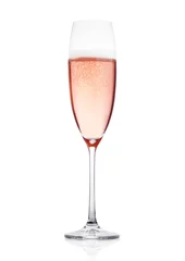 Rollo Rose pink champagne glass with bubbles isolated © DenisMArt