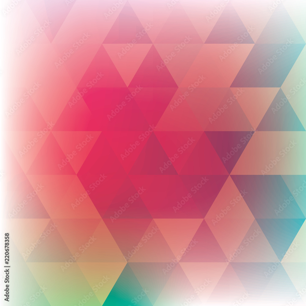 Aufkleber abstract cerise and green geometric background textured by triangles. vector
