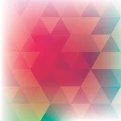 Obraz premium Abstract cerise and green geometric background textured by triangles. Vector