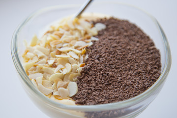 tiramisu dessert on white background