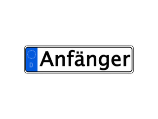 German specific vehicle registration plate 