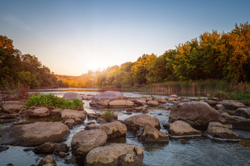 Mountain clean river with stones