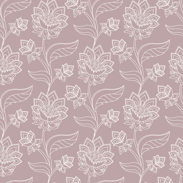 Jacobean floral pattern, meadow flowers background