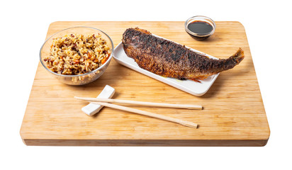 cooked fish with rice