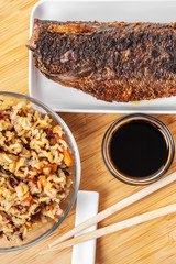 cooked fish with rice