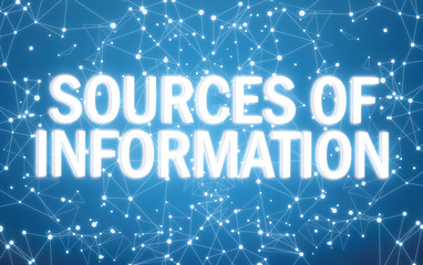 Sources of information interface on blue network background