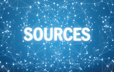 Sources interface on blue network background