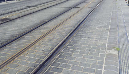 Naklejka na ściany i meble Tramway track in the city