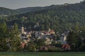 Kraslice town in summer very hot morning