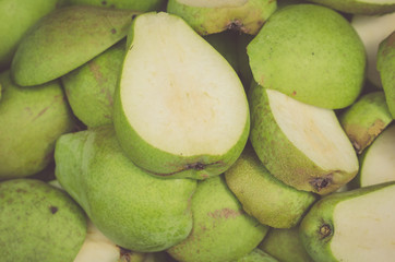 abundance Sliced ripe pears/background from the ripe cut pears
